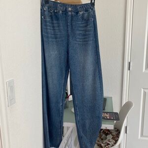 Wide Leg Denim Jeans - Blue